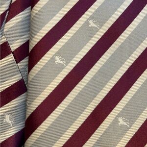 Burberry Burgundy and Pewter Silk Tie